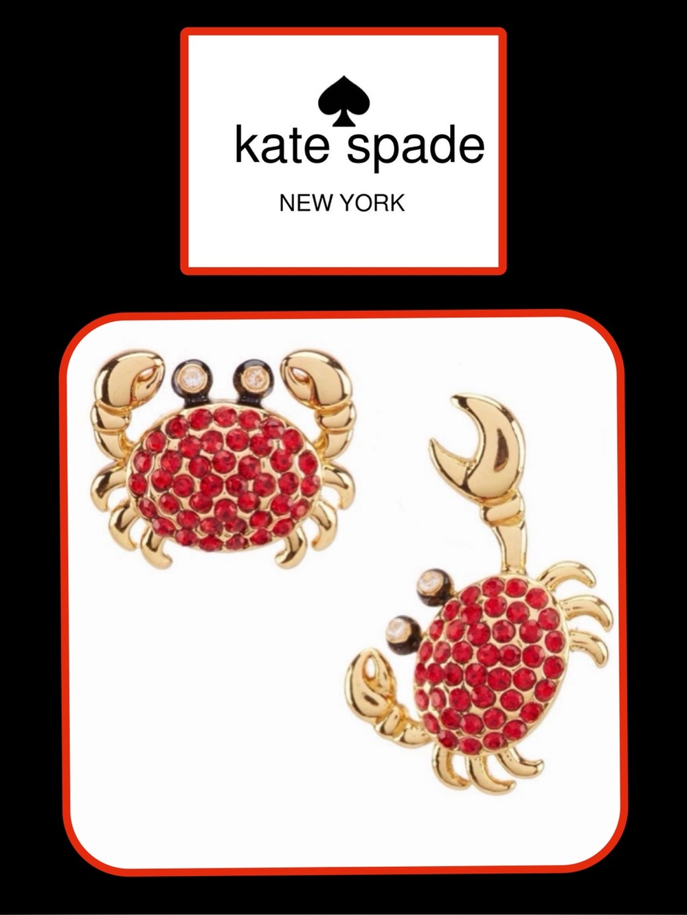 KATE SPADE NEW YORK Shore Thing Pave Crab Stud Earrings - NEW